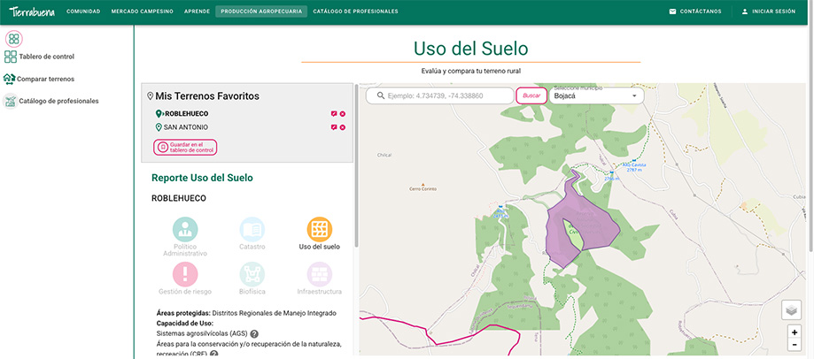 Tierrabuena - Use of soil report example